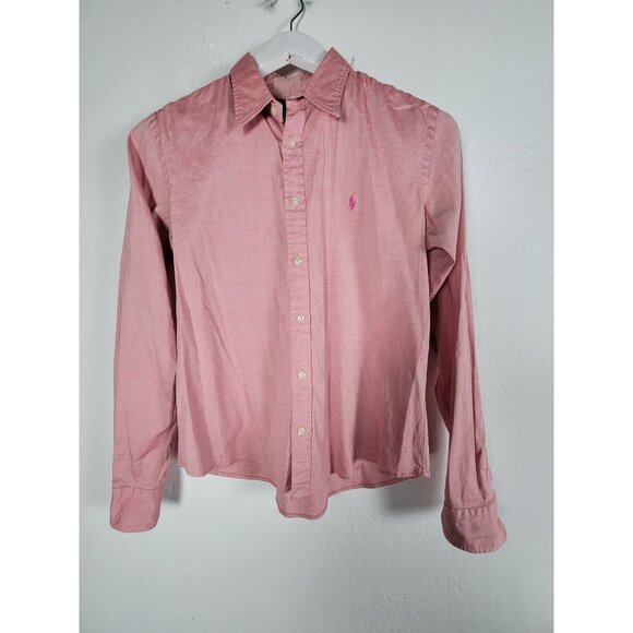 Ralph Lauren Sport Mens Pink Button-Up Shirt Medium Slim Fit Stretch Casual - Picture 1 of 8